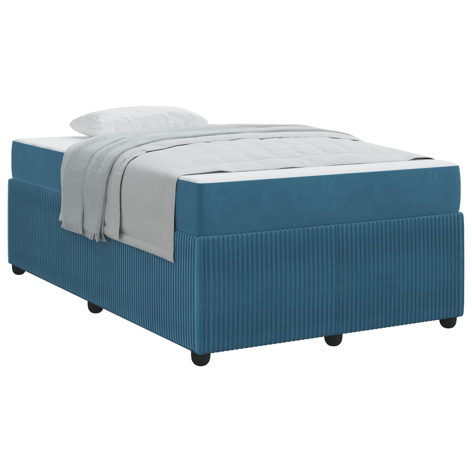 Cadre de lit avec matelas Bleu 120 x 190 cm tissu - XIOS