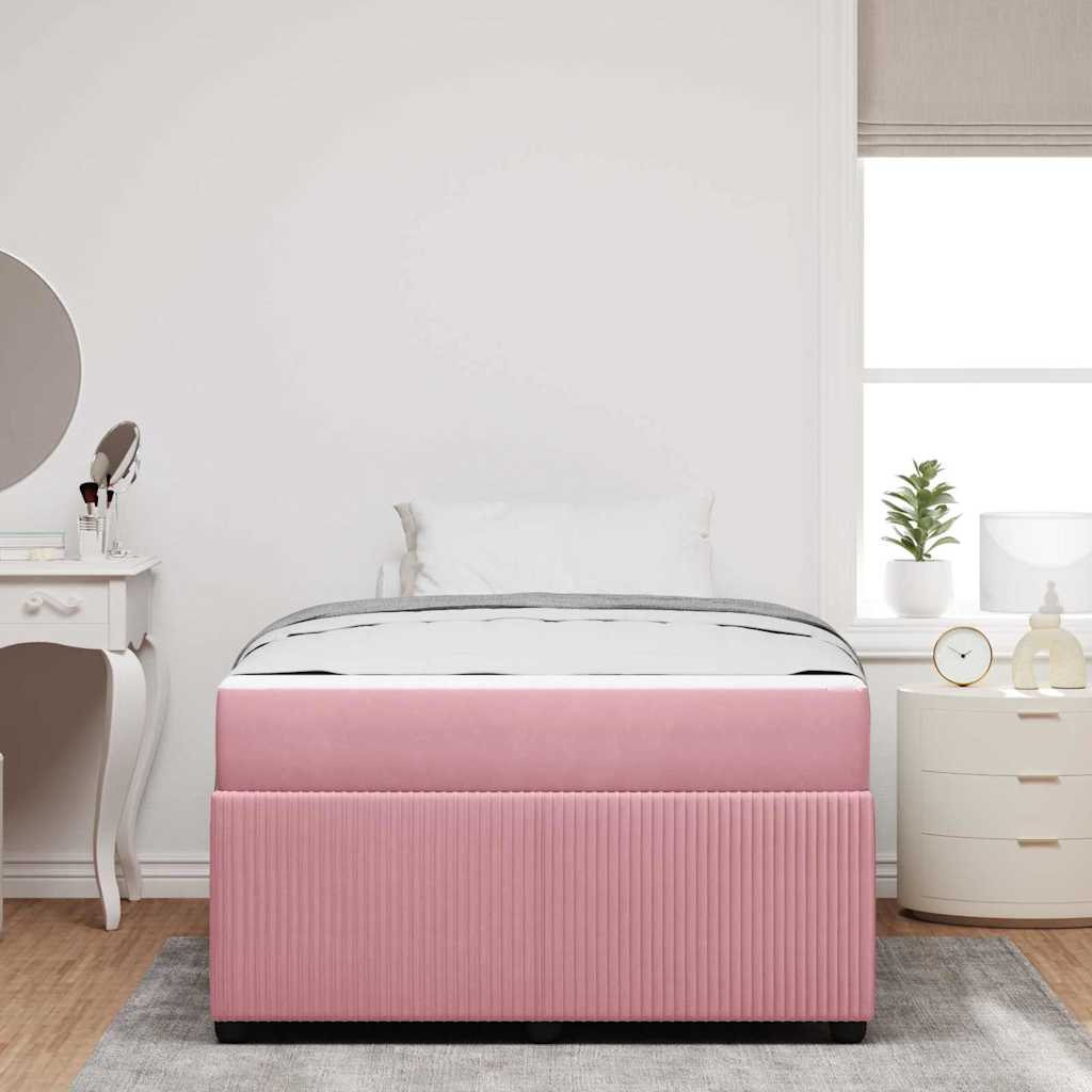 Cadre de lit avec matelas Rose 120 x 190 cm tissu - XIOS