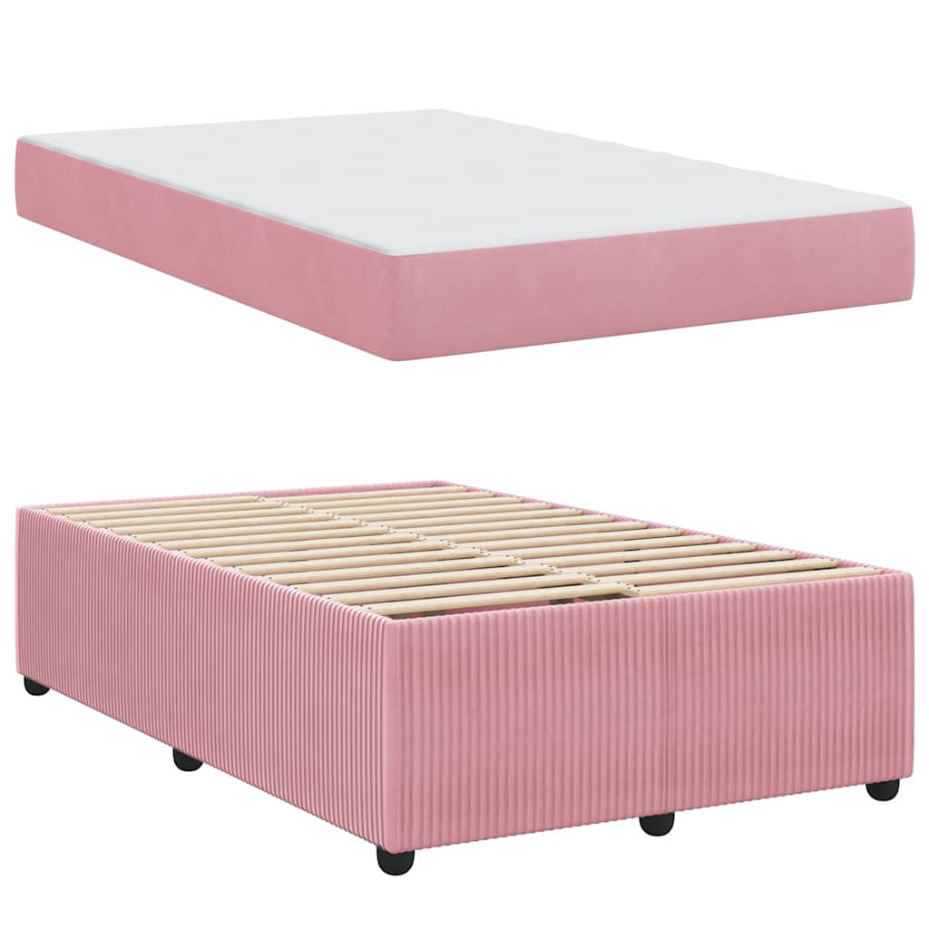 Cadre de lit avec matelas Rose 120 x 190 cm tissu - XIOS
