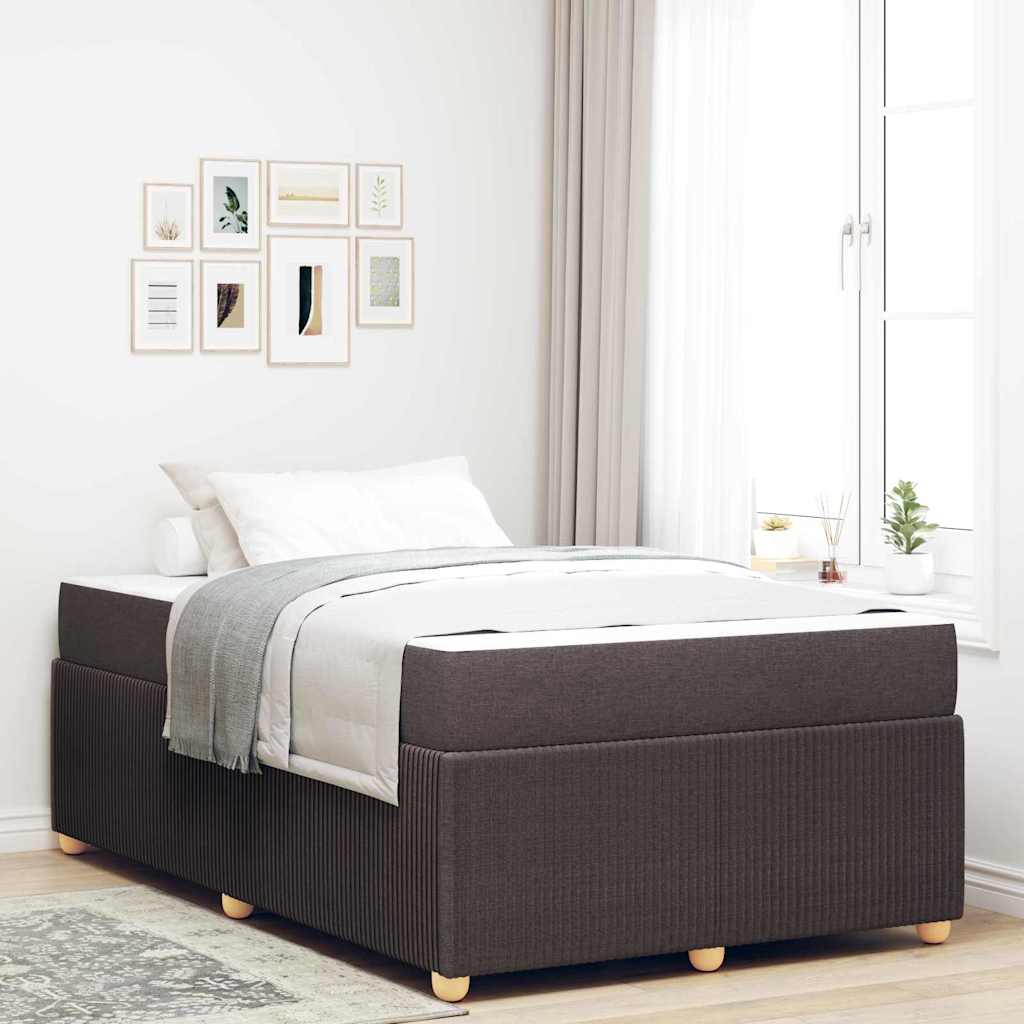 Cadre de lit avec matelas Marron foncé 120 x 200 cm tissu - XIOS