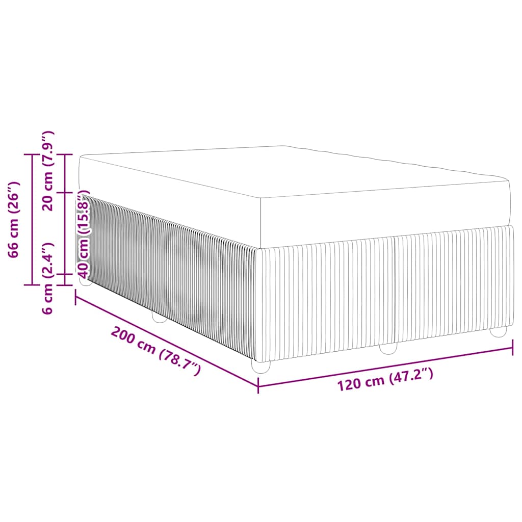 Cadre de lit avec matelas Marron foncé 120 x 200 cm tissu - XIOS