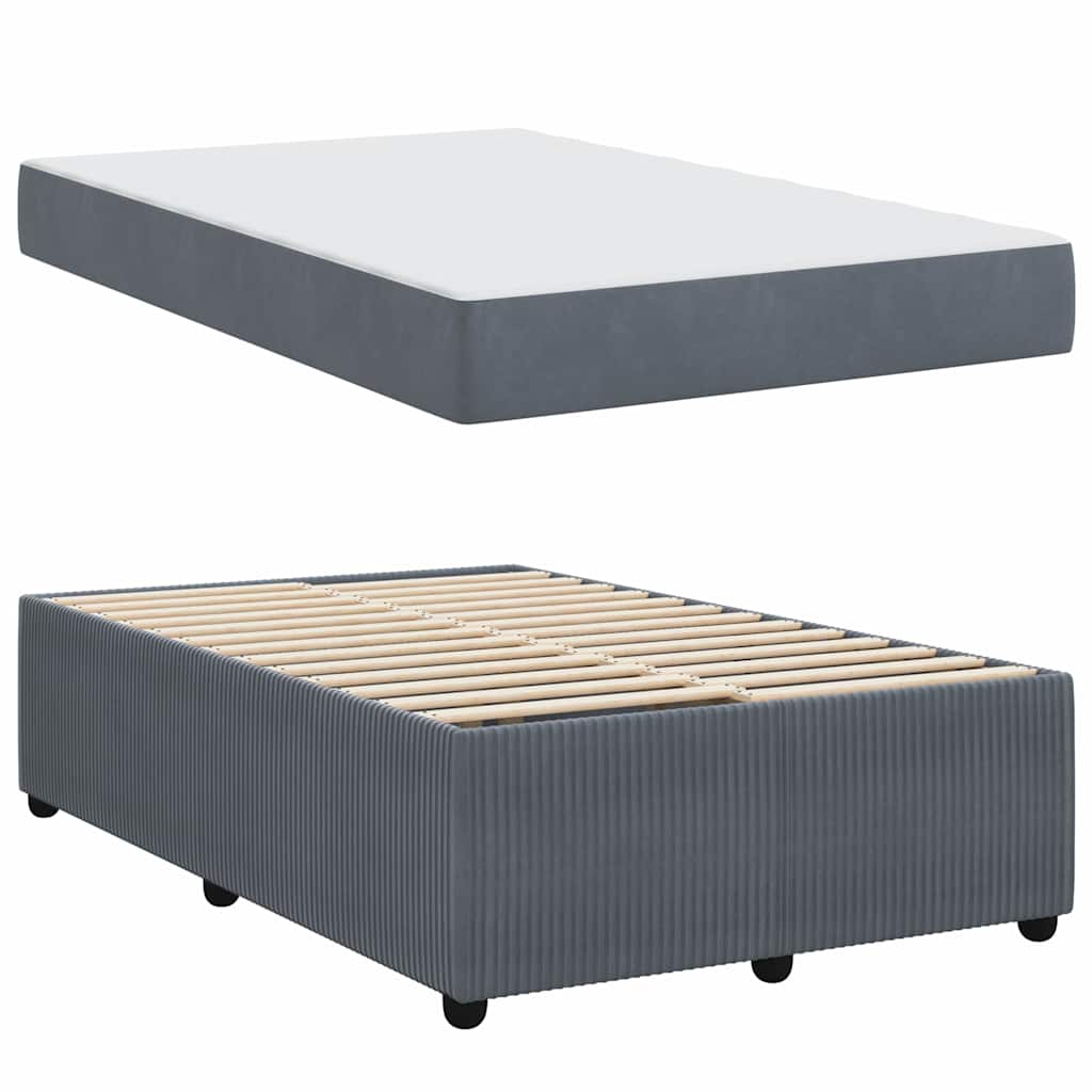 Cadre de lit avec matelas Gris foncé 120 x 200 cm tissu - XIOS
