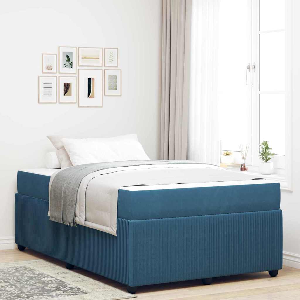 Cadre de lit avec matelas Bleu 120 x 200 cm tissu - XIOS