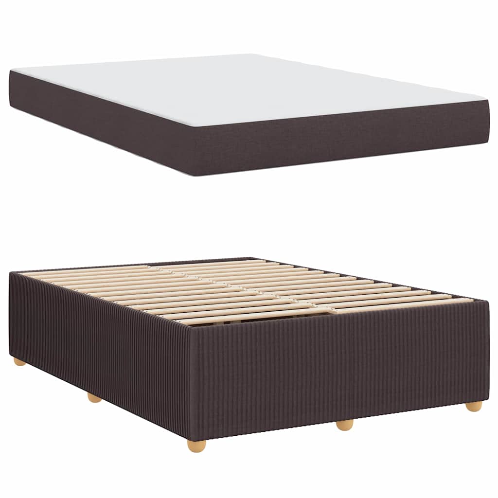 Cadre de lit avec matelas Marron foncé 140 x 200 cm tissu - XIOS