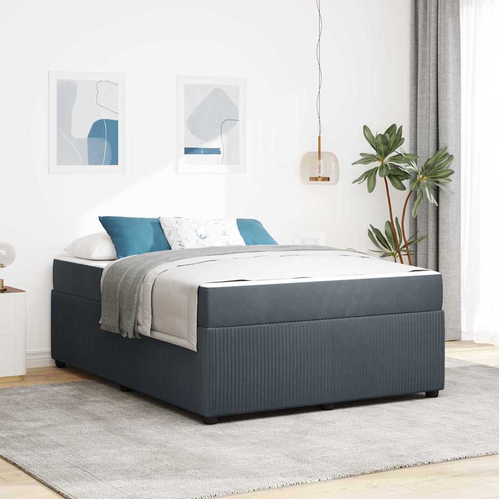 Cadre de lit avec matelas Gris foncé 140 x 200 cm tissu - XIOS