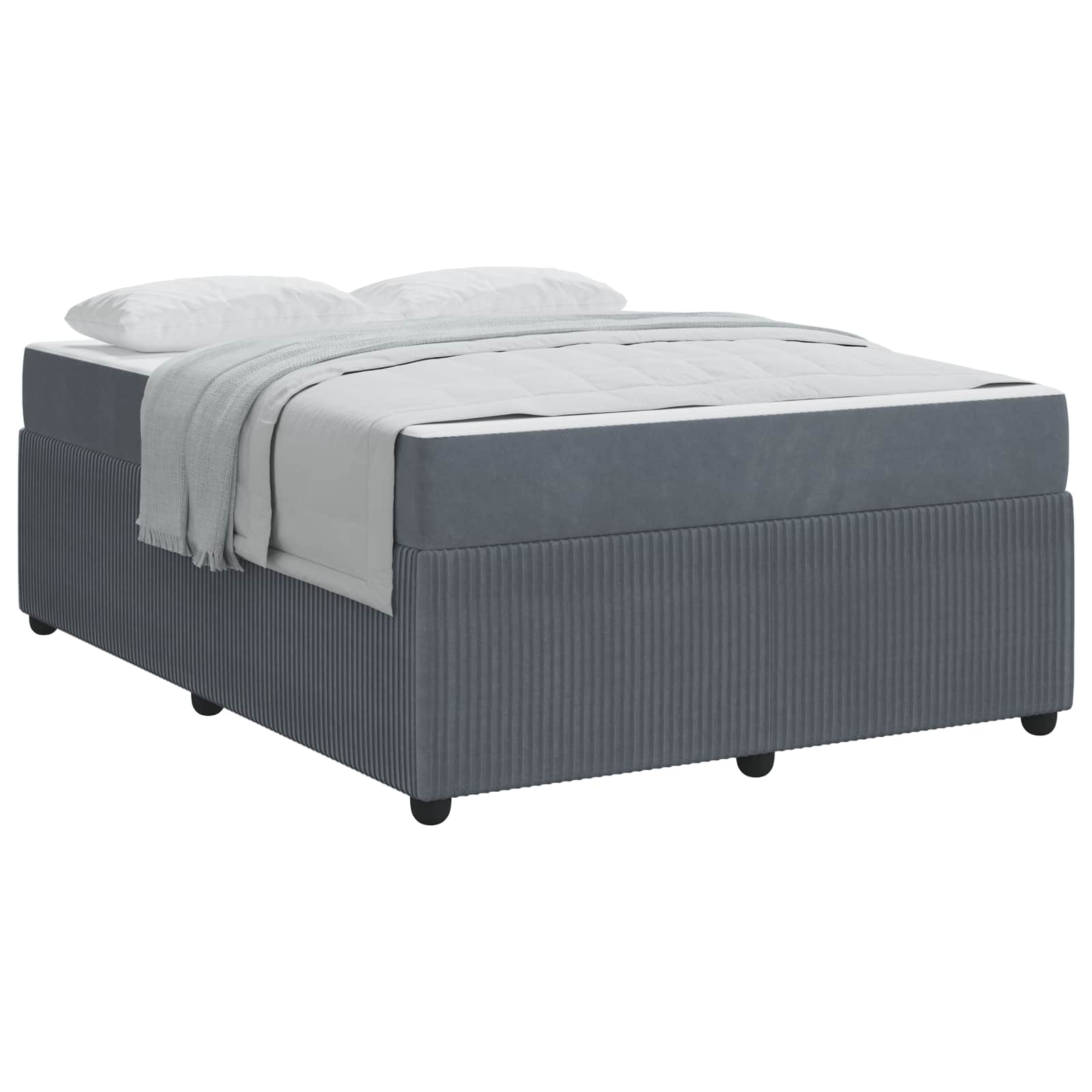 Cadre de lit avec matelas Gris foncé 140 x 200 cm tissu - XIOS
