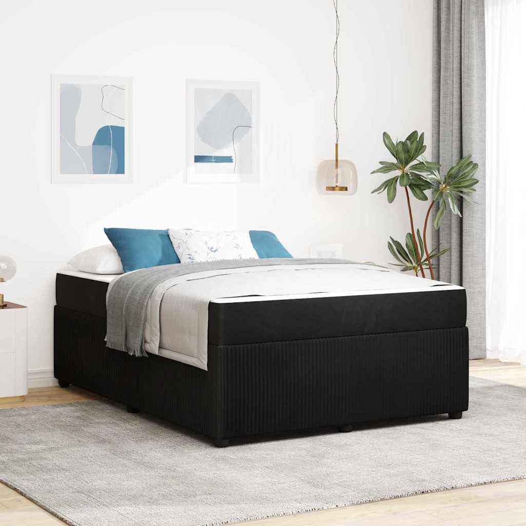 Cadre de lit avec matelas Noir 140 x 200 cm tissu - XIOS