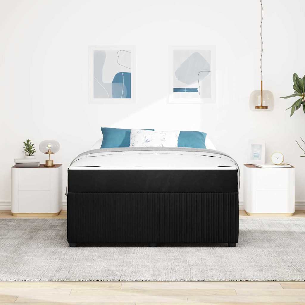 Cadre de lit avec matelas Noir 140 x 200 cm tissu - XIOS
