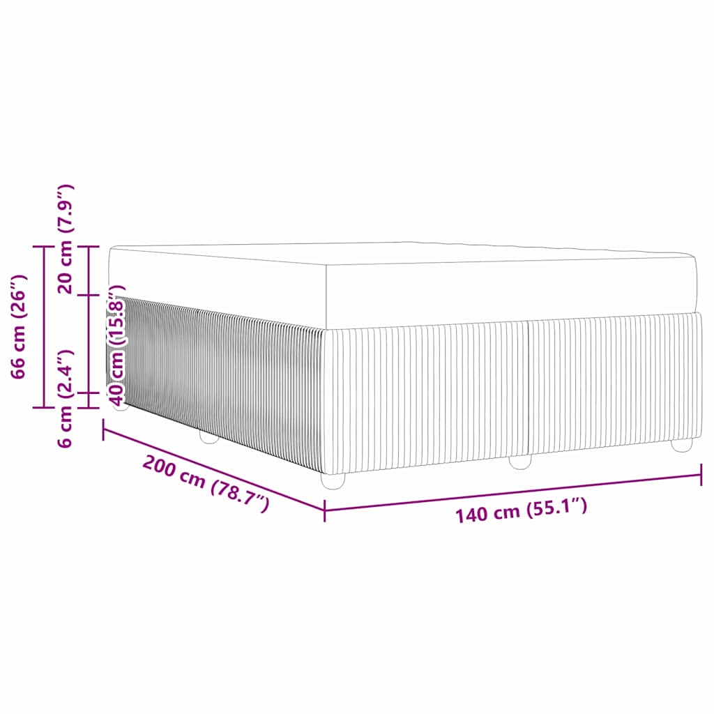 Cadre de lit avec matelas Noir 140 x 200 cm tissu - XIOS
