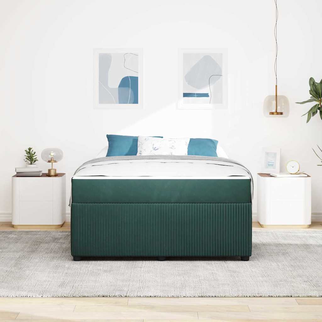 Cadre de lit avec matelas Vert foncé 140 x 200 cm tissu - XIOS