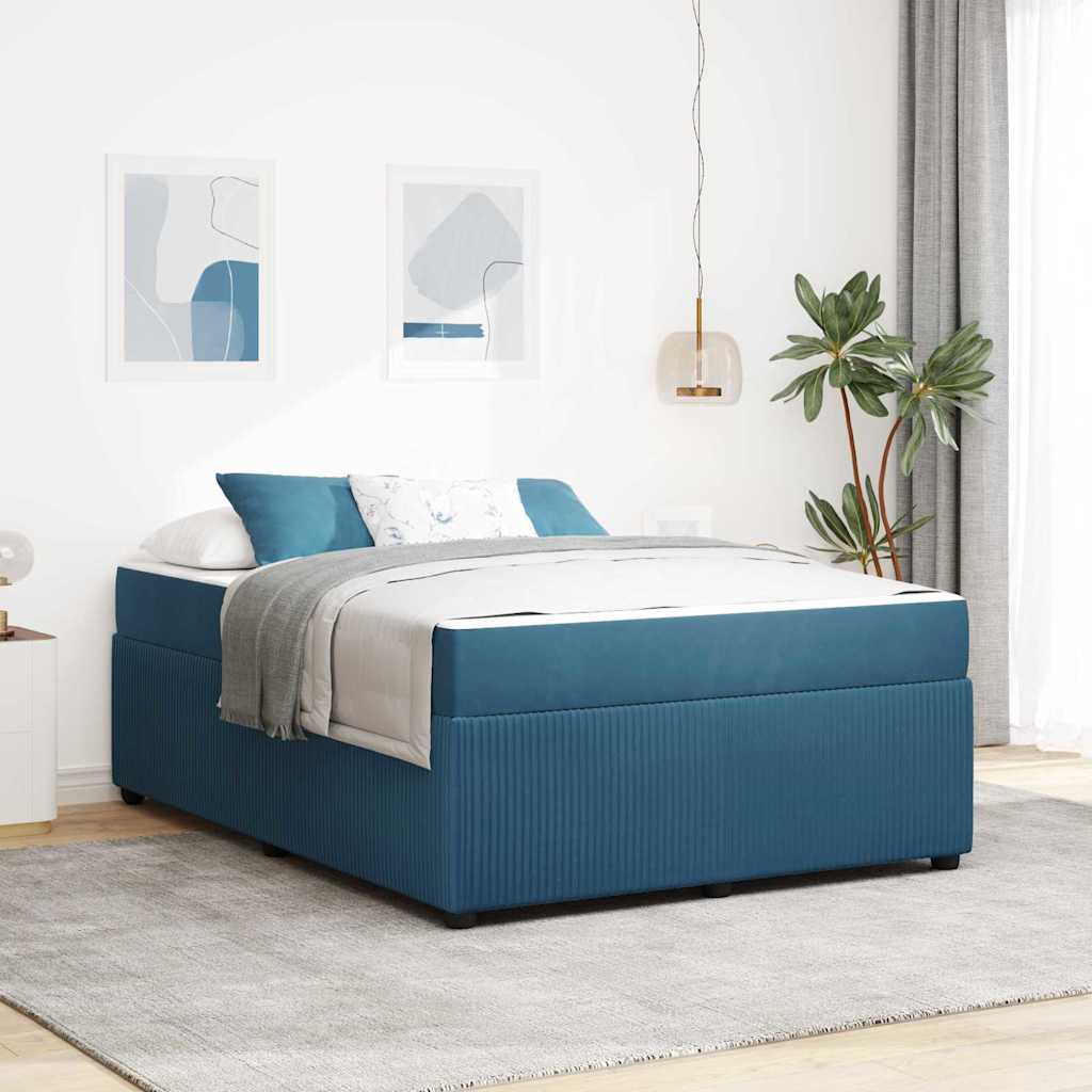 Cadre de lit avec matelas Bleu 140 x 200 cm tissu - XIOS