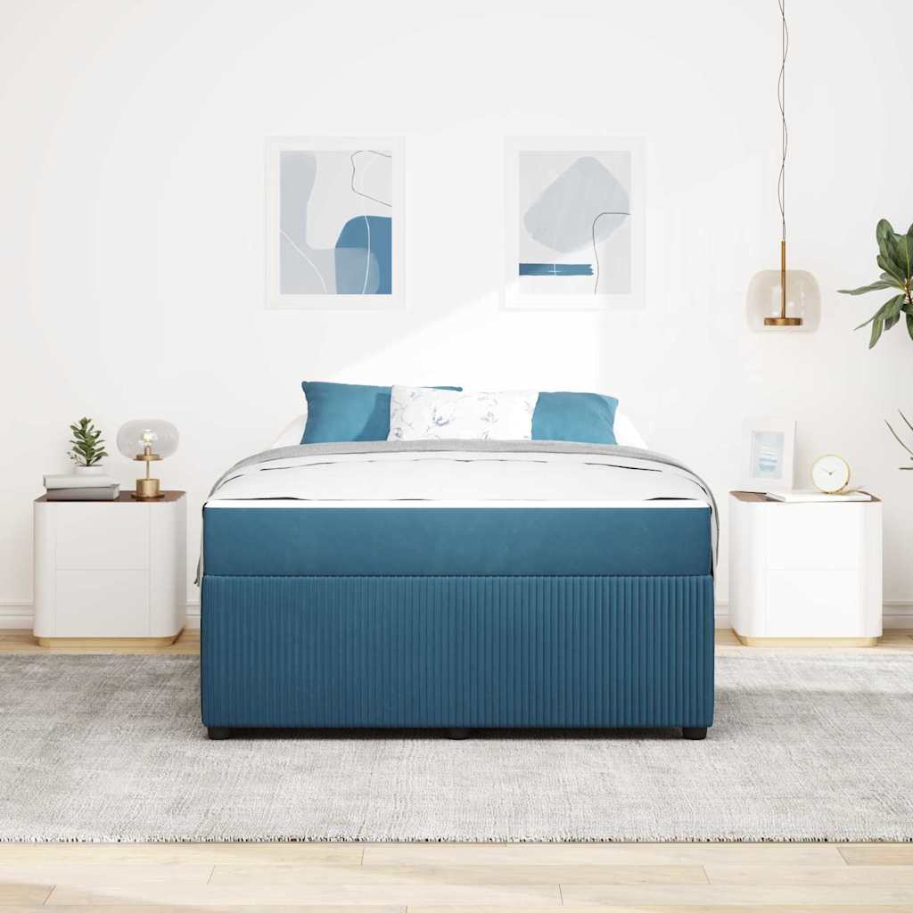 Cadre de lit avec matelas Bleu 140 x 200 cm tissu - XIOS