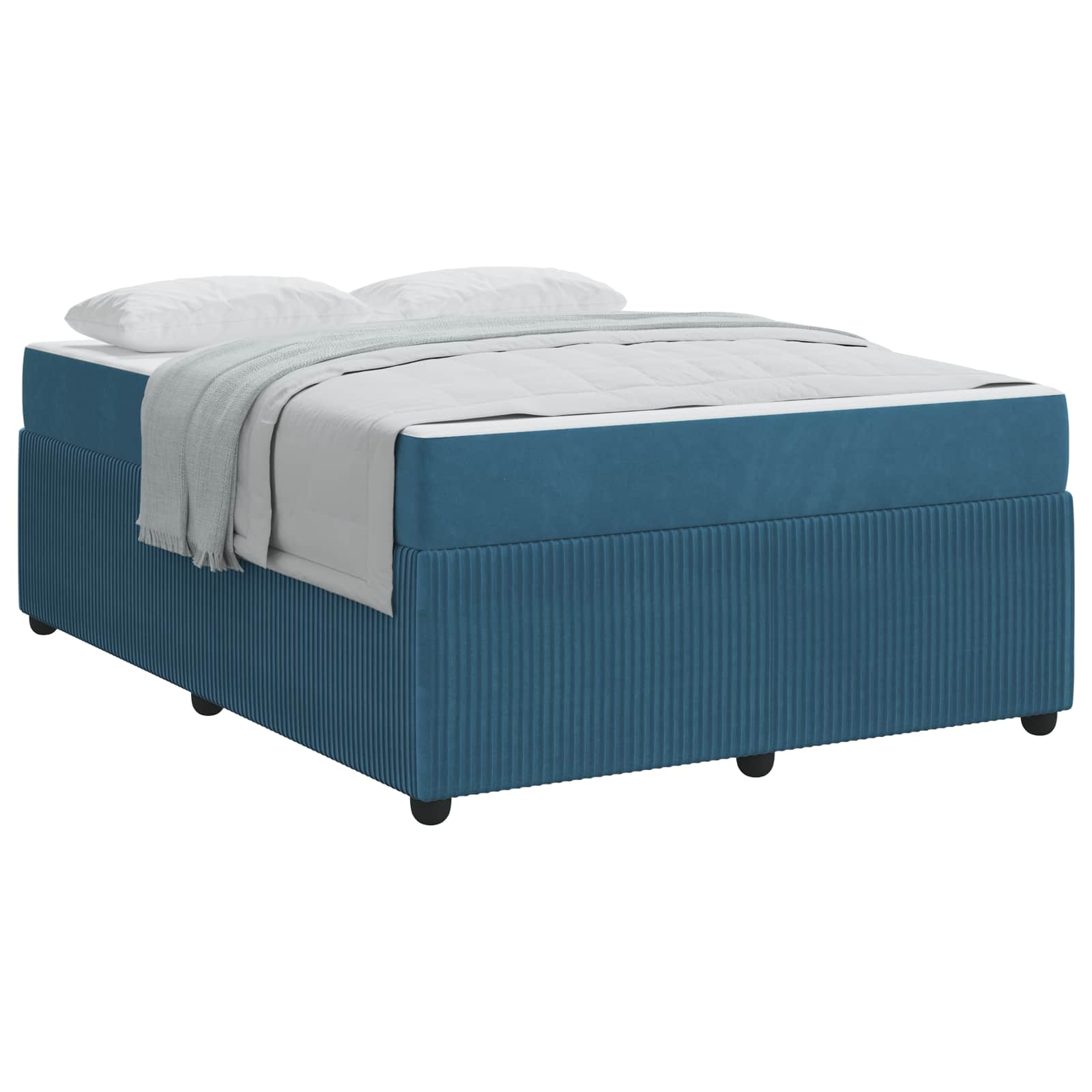 Cadre de lit avec matelas Bleu 140 x 200 cm tissu - XIOS