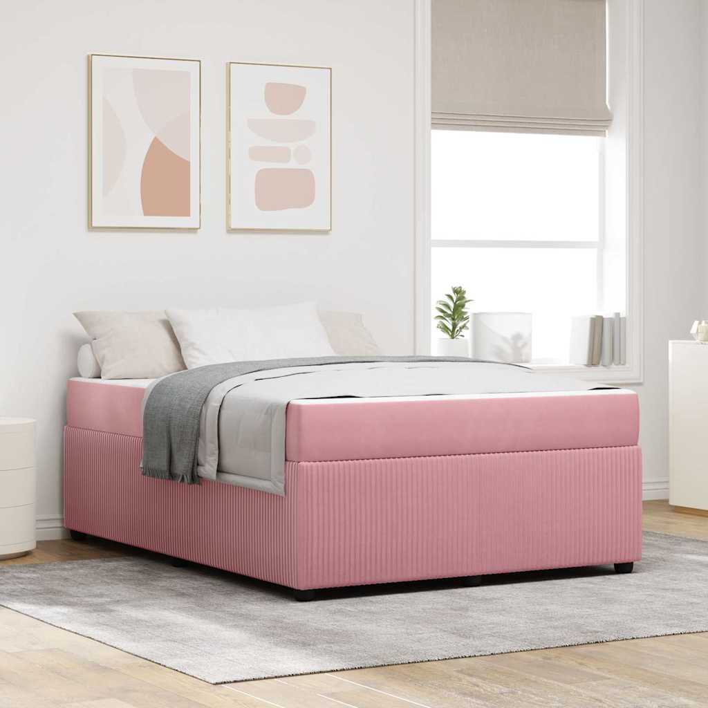 Cadre de lit avec matelas Rose 140 x 200 cm tissu - XIOS