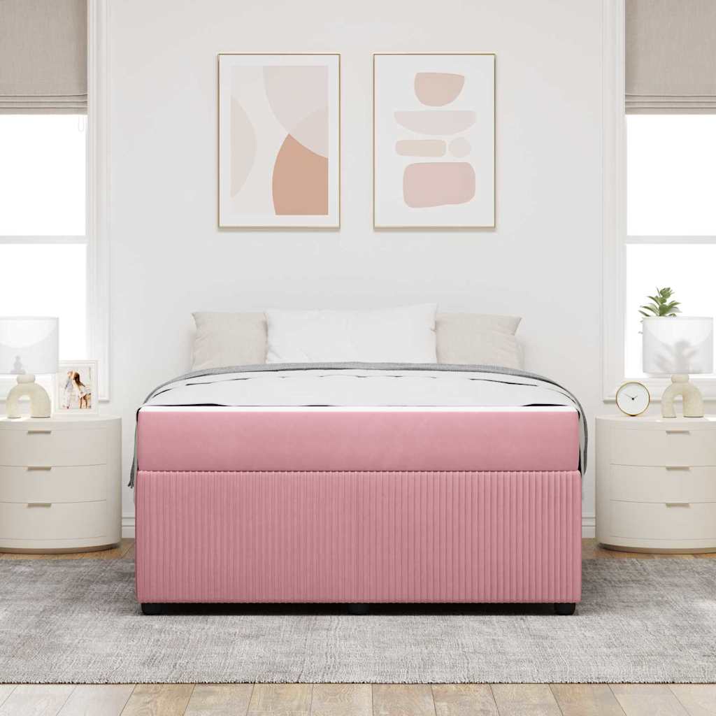 Cadre de lit avec matelas Rose 140 x 200 cm tissu - XIOS