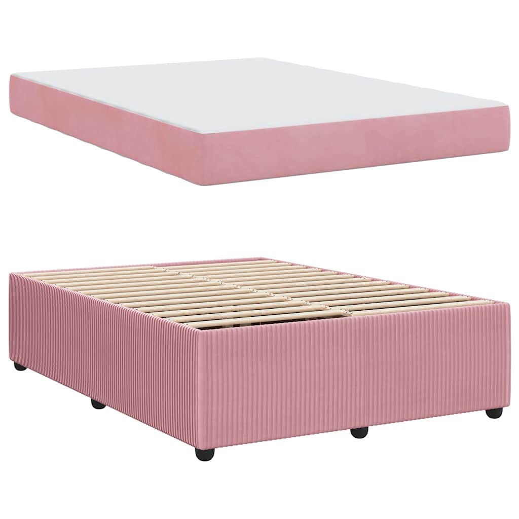 Cadre de lit avec matelas Rose 140 x 200 cm tissu - XIOS