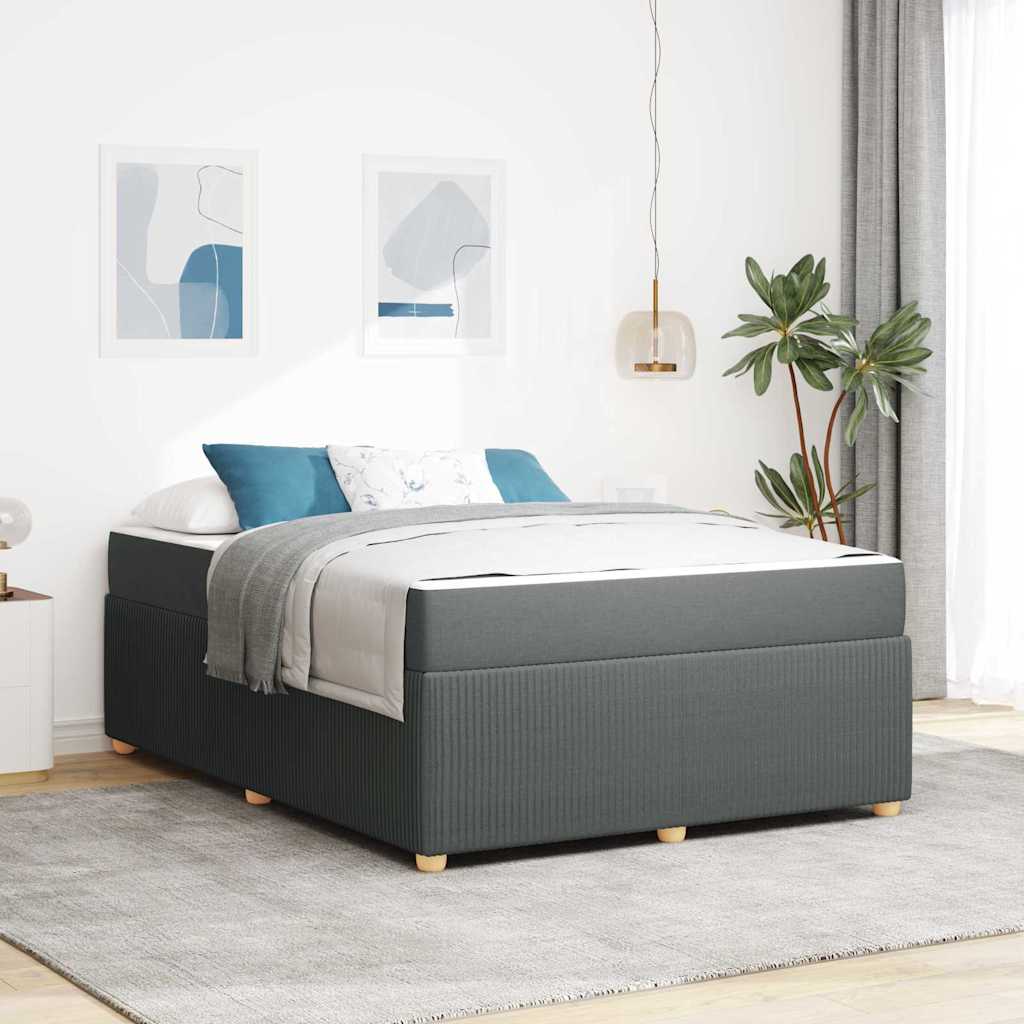 Cadre de lit avec matelas Gris foncé 160 x 200 cm tissu - XIOS