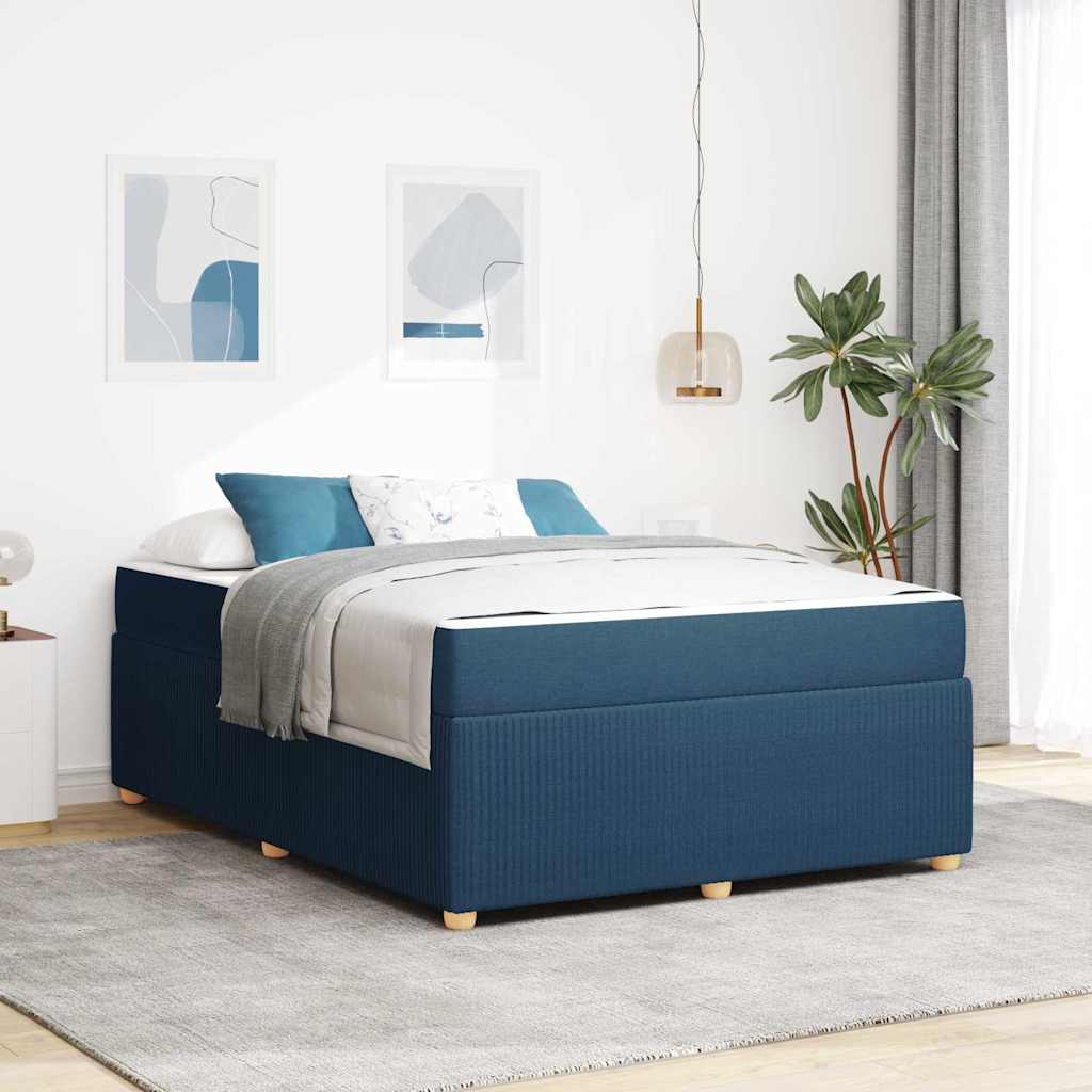 Cadre de lit avec matelas Bleu 160 x 200 cm tissu - XIOS