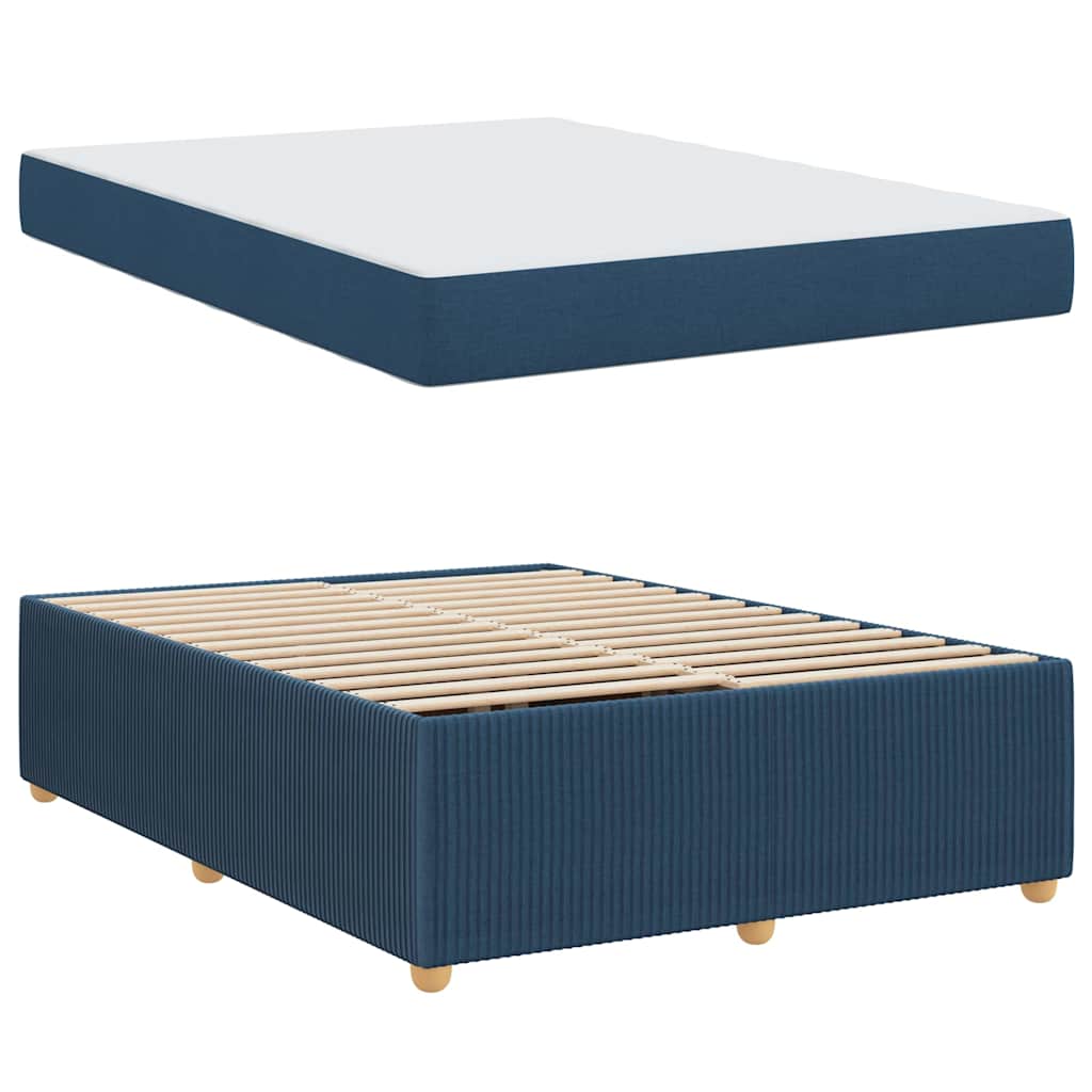 Cadre de lit avec matelas Bleu 160 x 200 cm tissu - XIOS