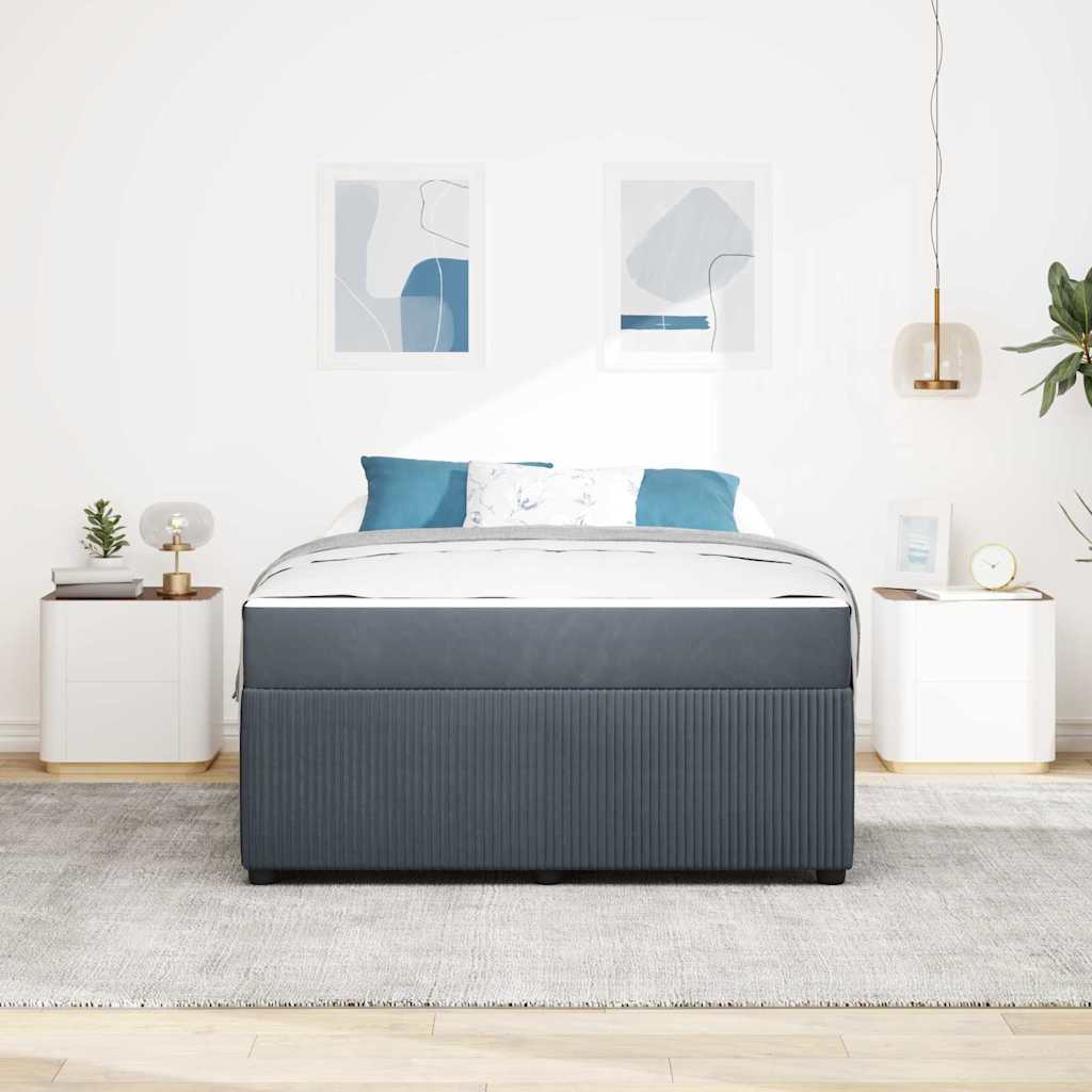 Cadre de lit avec matelas Gris foncé 160 x 200 cm tissu - XIOS