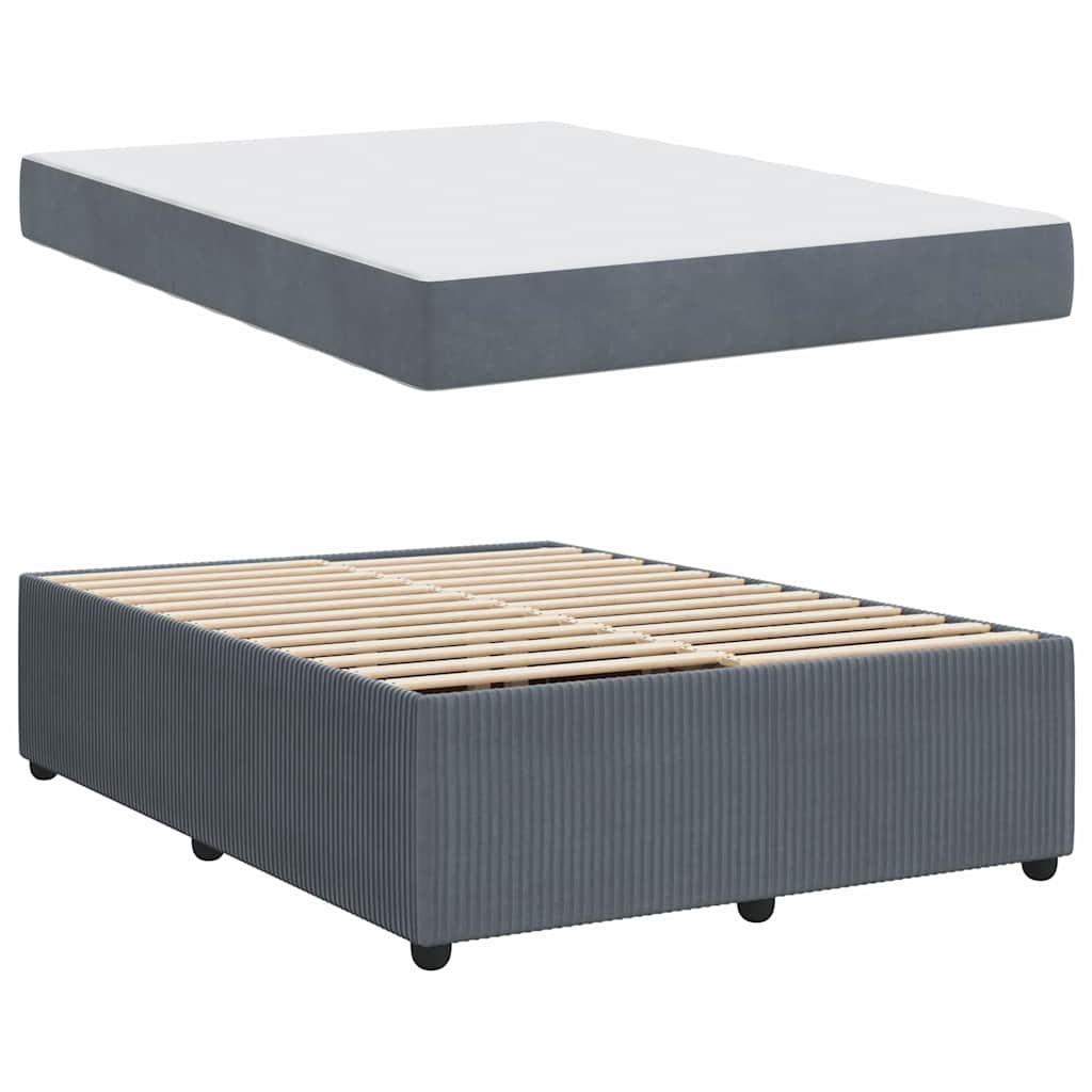 Cadre de lit avec matelas Gris foncé 160 x 200 cm tissu - XIOS