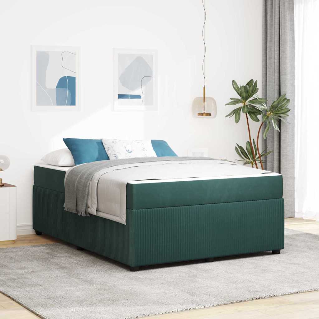 Cadre de lit avec matelas Vert foncé 160 x 200 cm tissu - XIOS