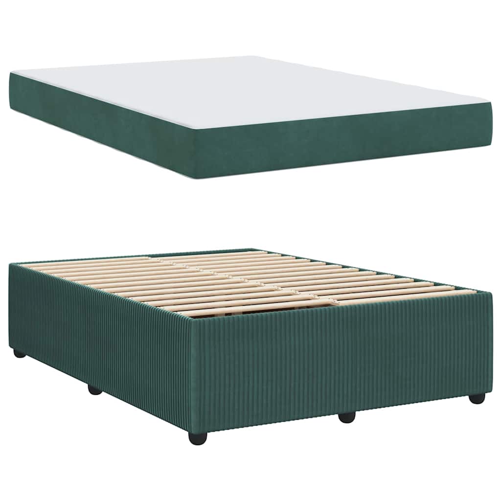Cadre de lit avec matelas Vert foncé 160 x 200 cm tissu - XIOS