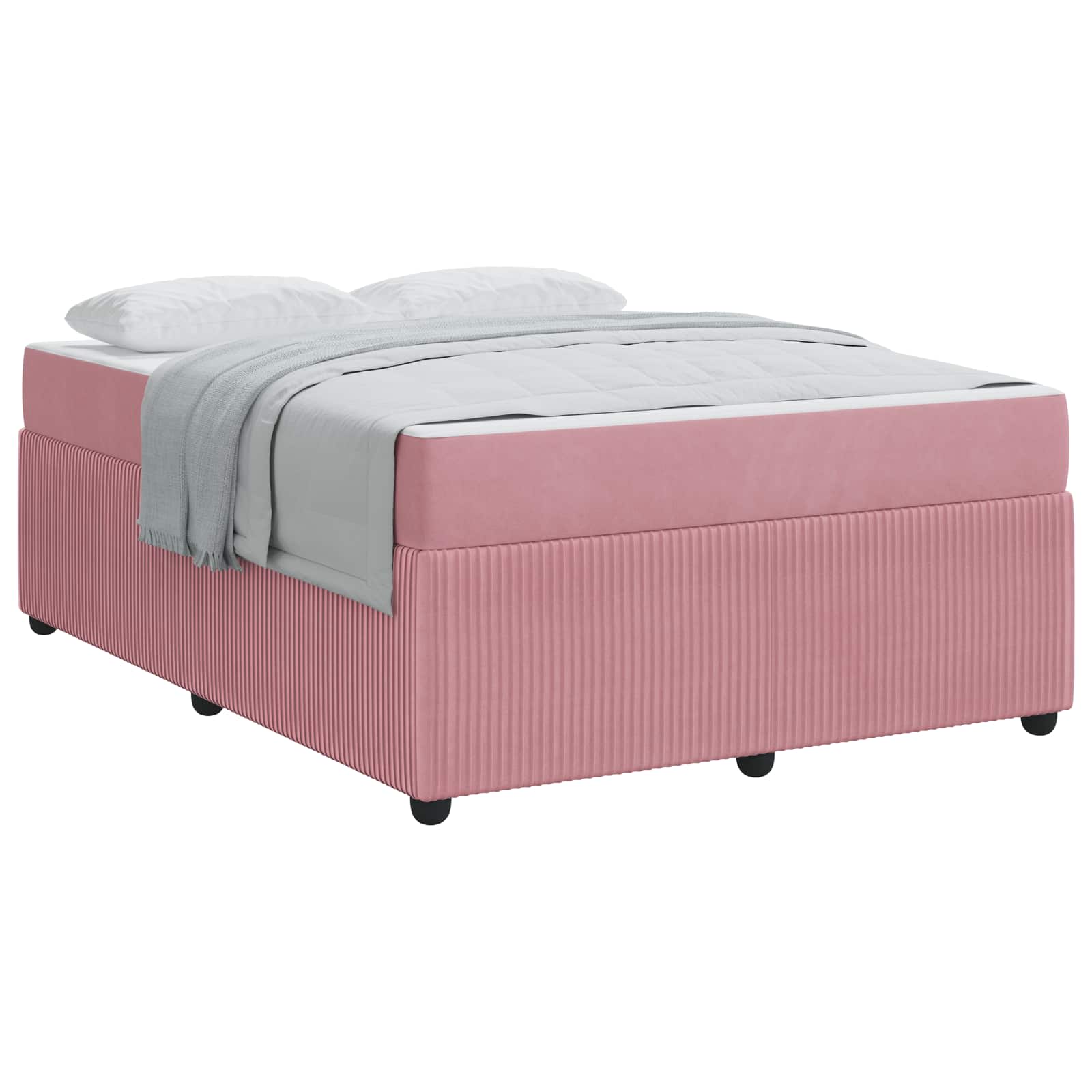 Cadre de lit avec matelas Rose 160 x 200 cm tissu - XIOS