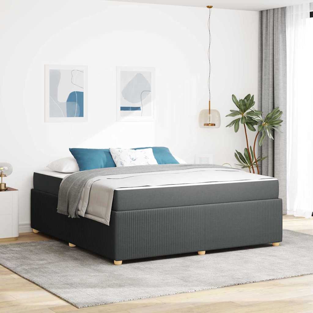 Cadre de lit avec matelas Gris foncé 180 x 200 cm tissu - XIOS