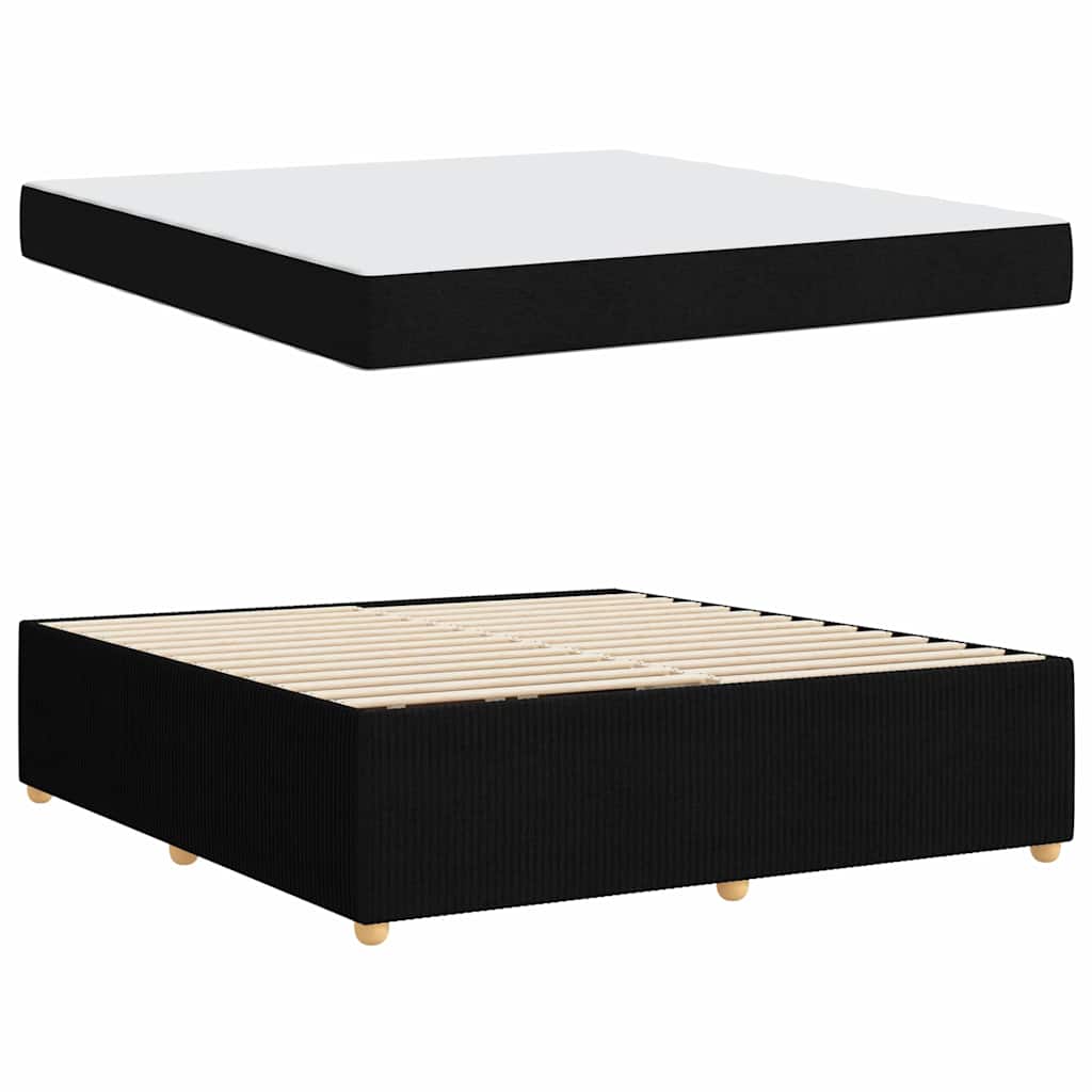 Cadre de lit avec matelas Noir 180 x 200 cm tissu - XIOS