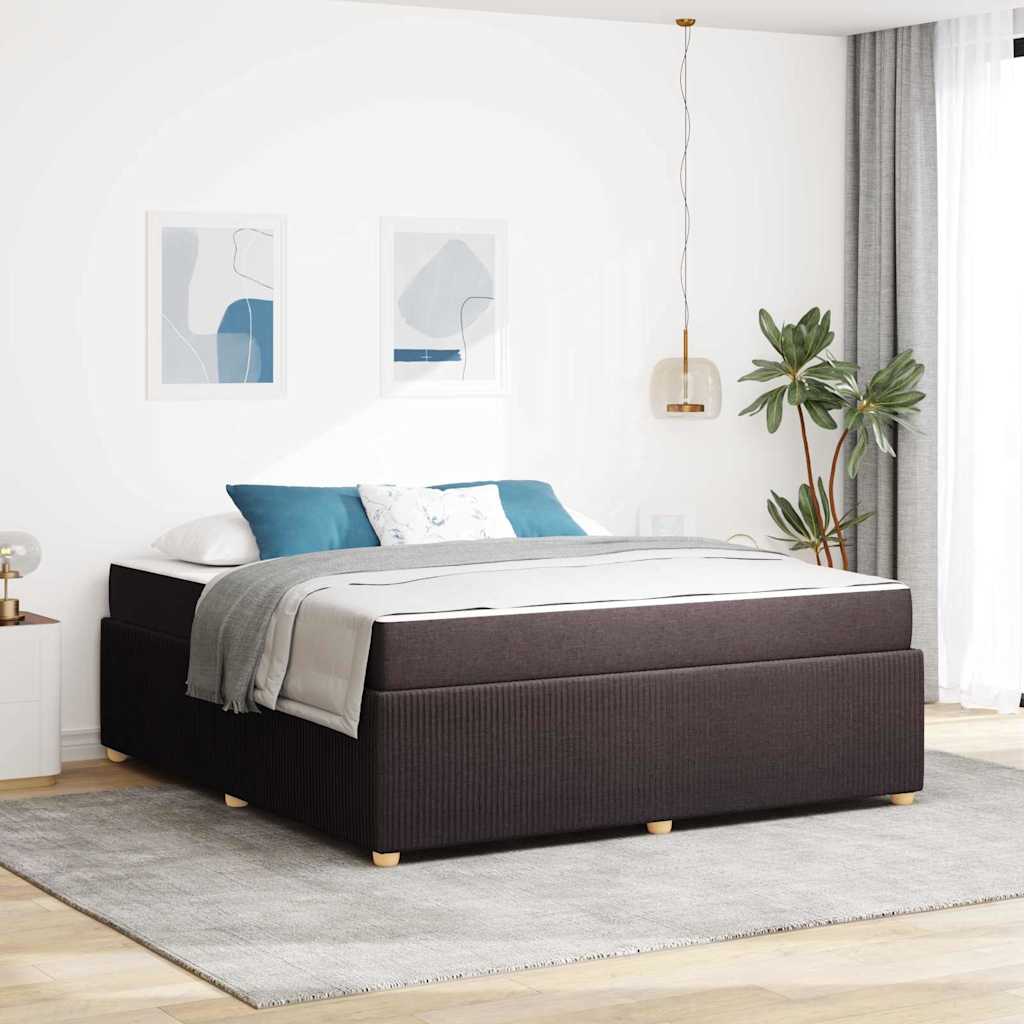 Cadre de lit avec matelas Marron foncé 180 x 200 cm tissu - XIOS