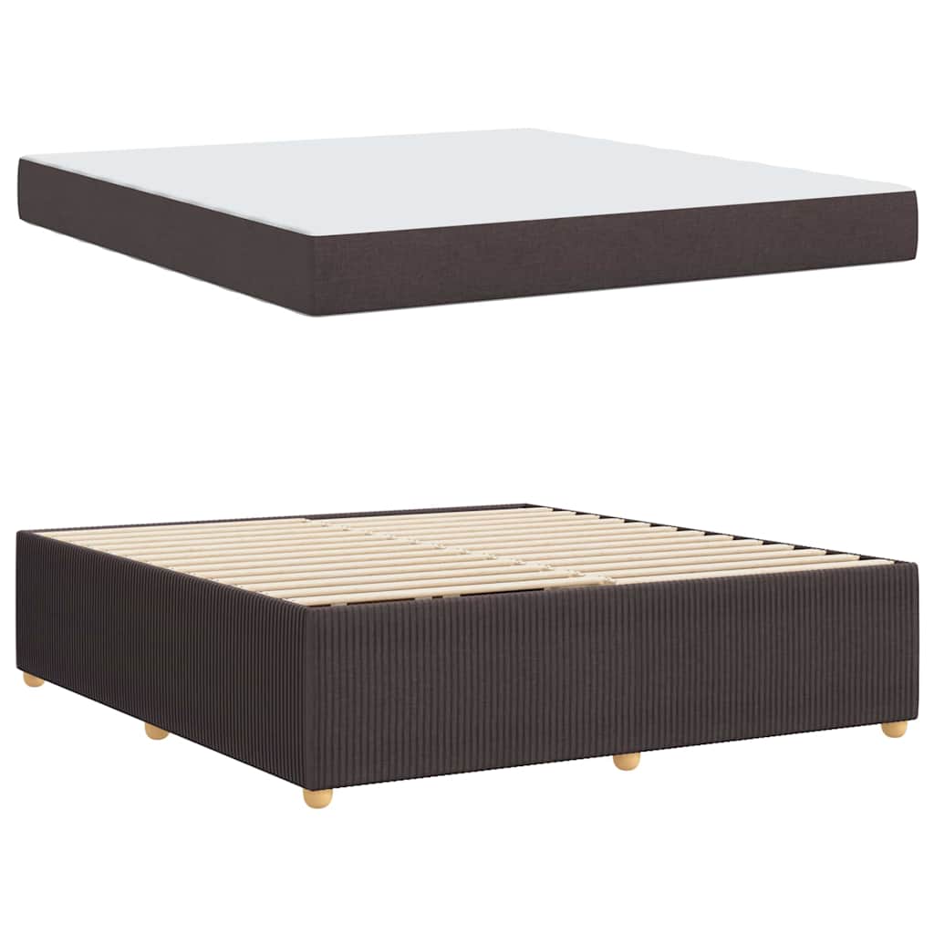 Cadre de lit avec matelas Marron foncé 180 x 200 cm tissu - XIOS