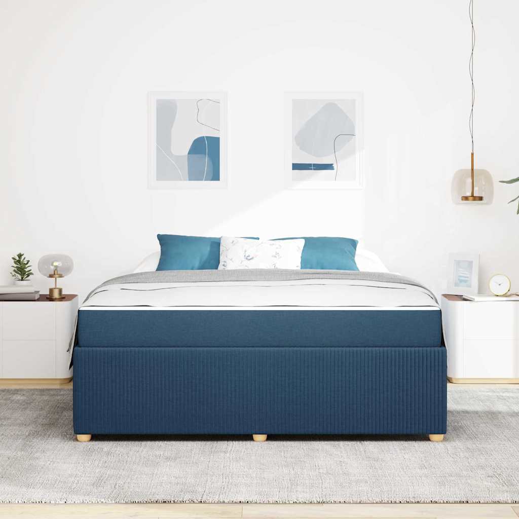 Cadre de lit avec matelas Bleu 180 x 200 cm tissu - XIOS