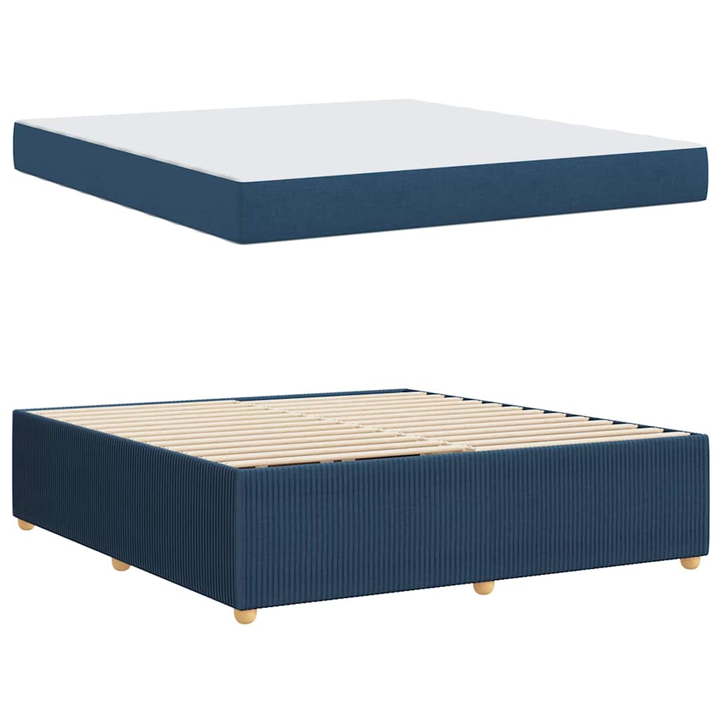 Cadre de lit avec matelas Bleu 180 x 200 cm tissu - XIOS