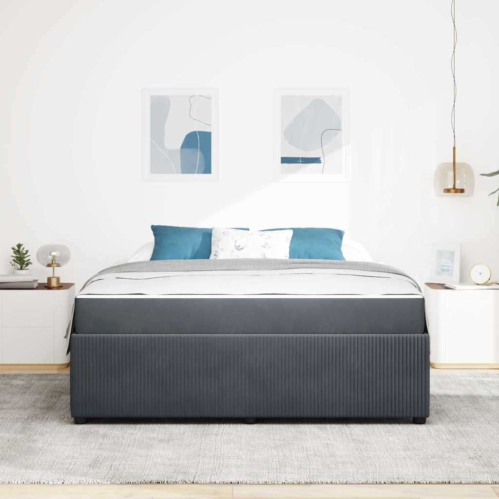 Cadre de lit avec matelas Gris foncé 180 x 200 cm tissu - XIOS