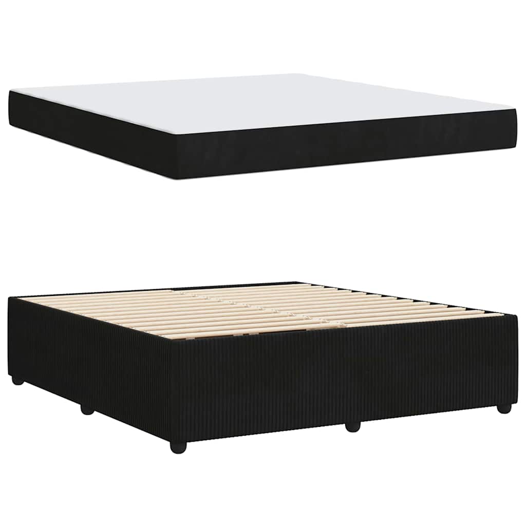Cadre de lit avec matelas Noir 180 x 200 cm tissu - XIOS