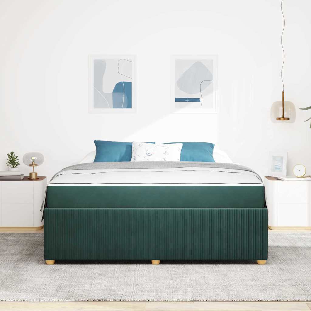 Cadre de lit avec matelas Vert foncé 180 x 200 cm tissu - XIOS