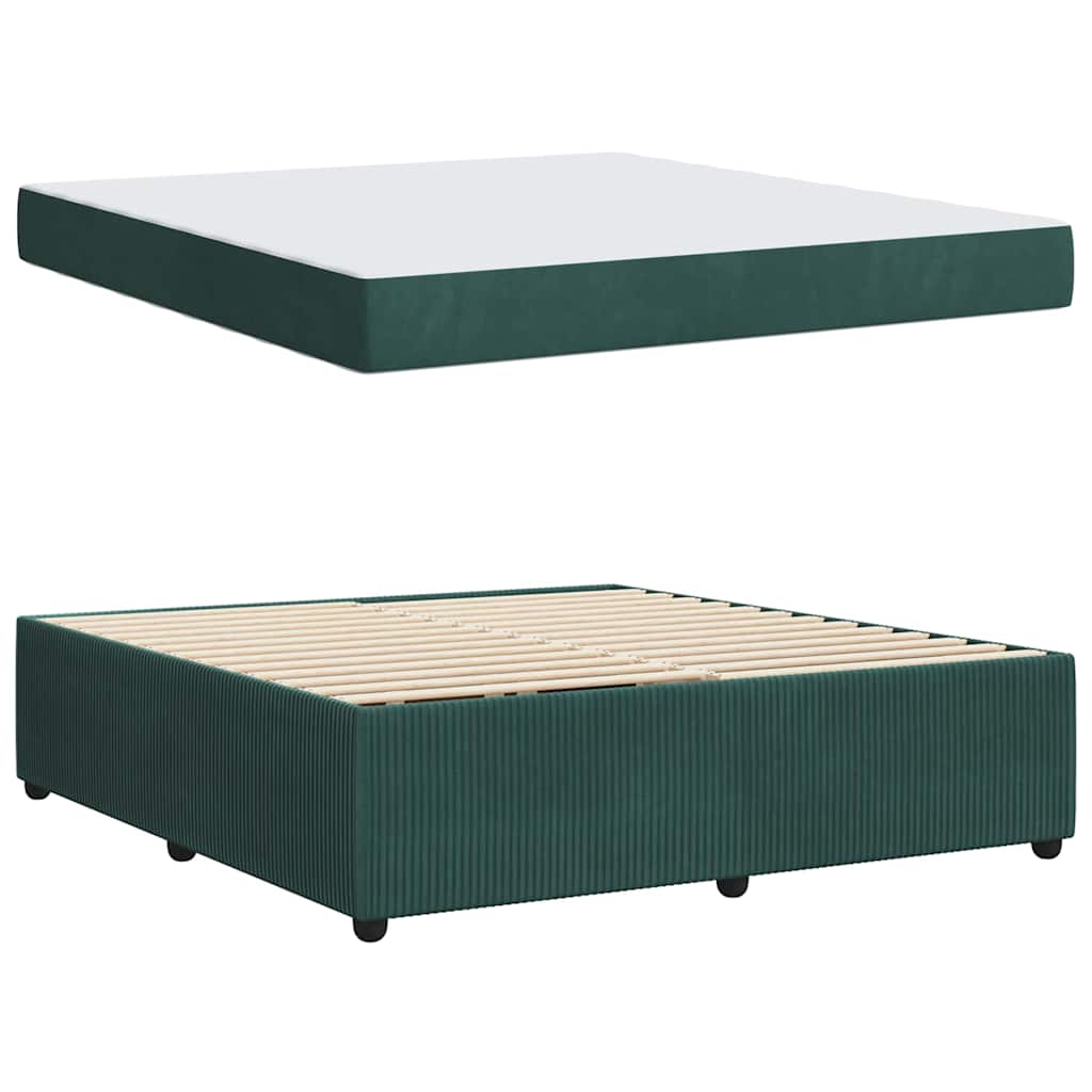 Cadre de lit avec matelas Vert foncé 180 x 200 cm tissu - XIOS