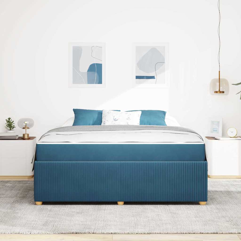 Cadre de lit avec matelas Bleu 180 x 200 cm tissu - XIOS
