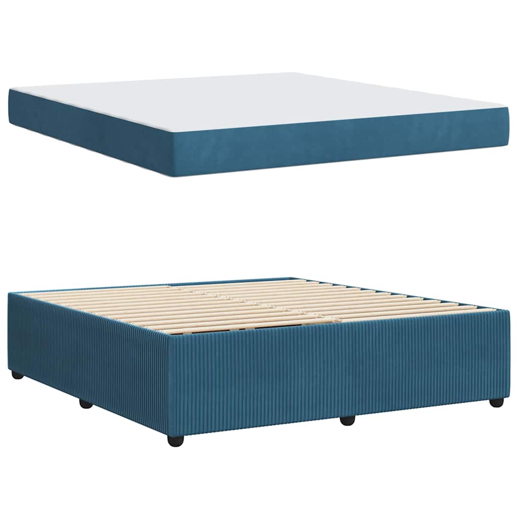 Cadre de lit avec matelas Bleu 180 x 200 cm tissu - XIOS