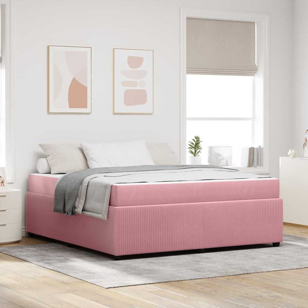 Cadre de lit avec matelas Rose 180 x 200 cm tissu - XIOS