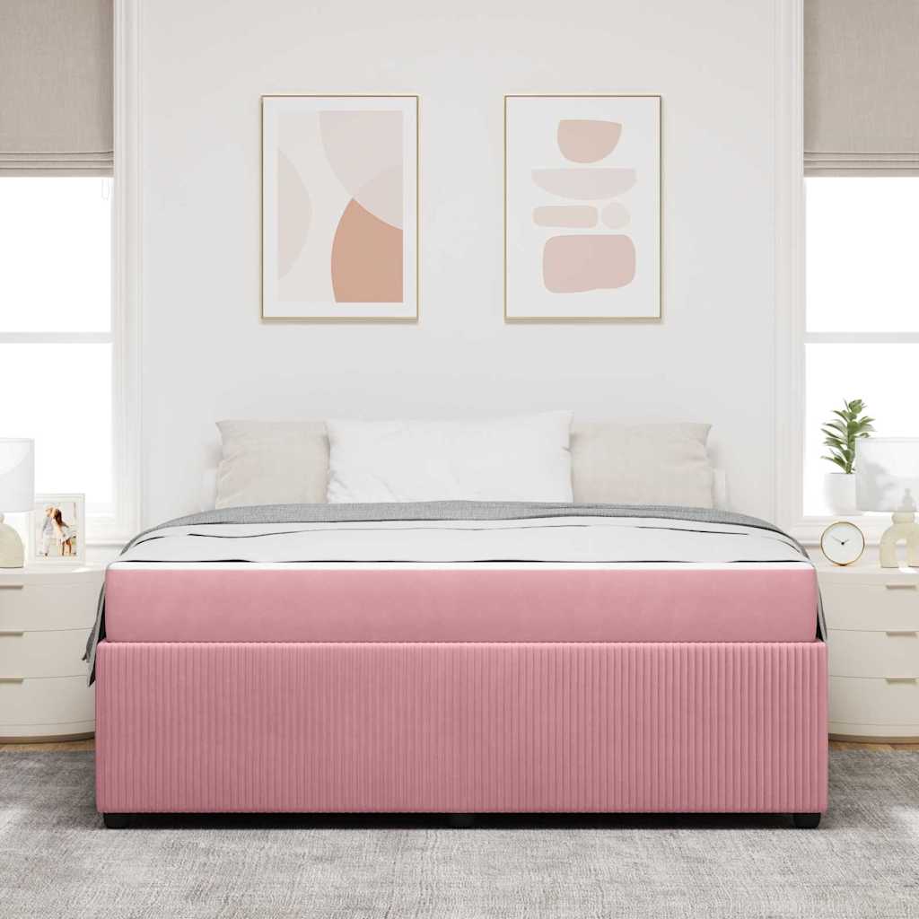 Cadre de lit avec matelas Rose 180 x 200 cm tissu - XIOS