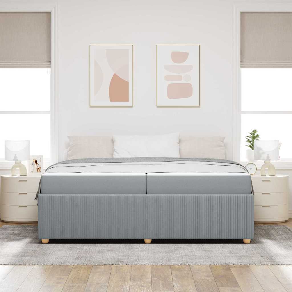 Cadre de lit avec matelas Gris clair 200 x 200 cm tissu - XIOS