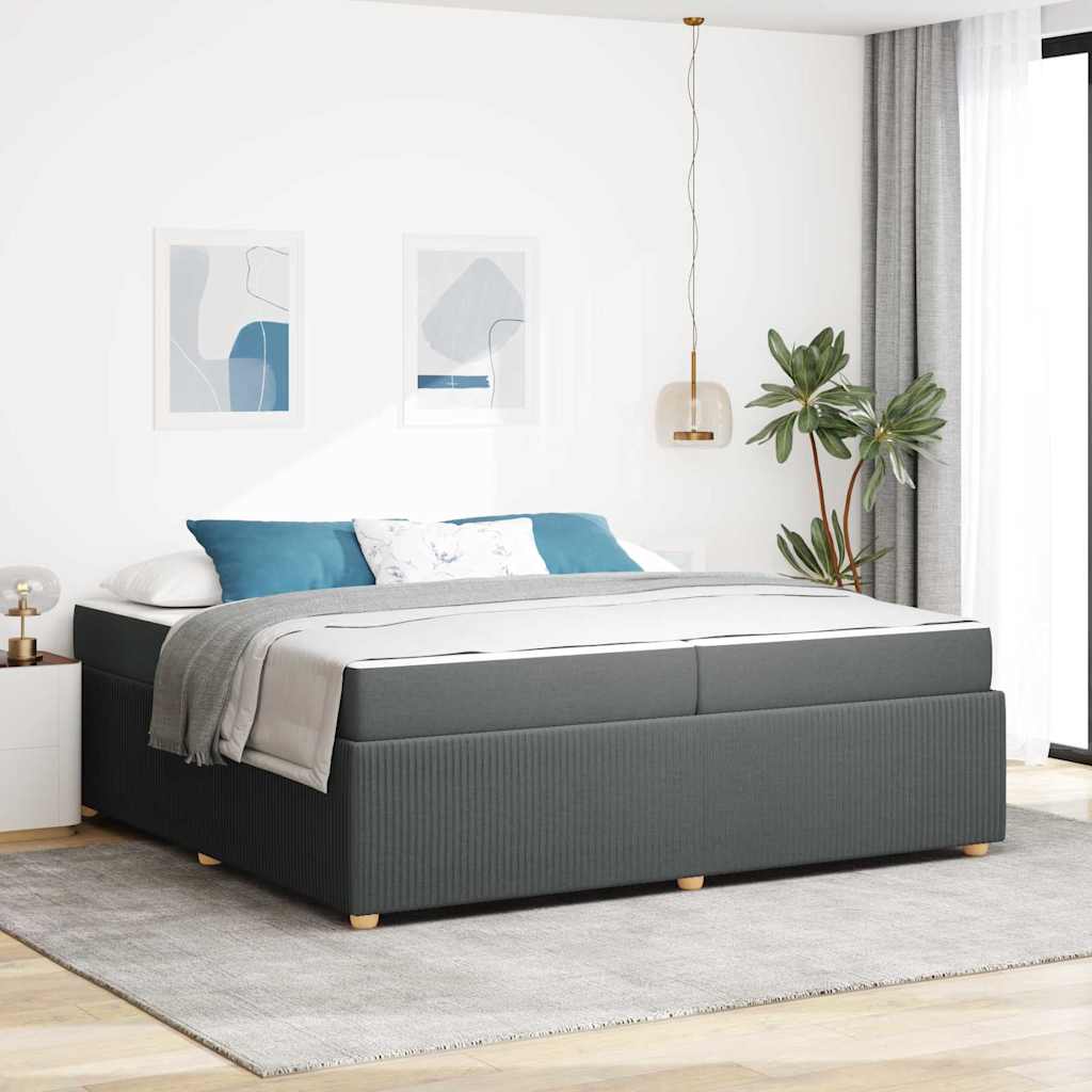 Cadre de lit avec matelas Gris foncé 200 x 200 cm tissu - XIOS