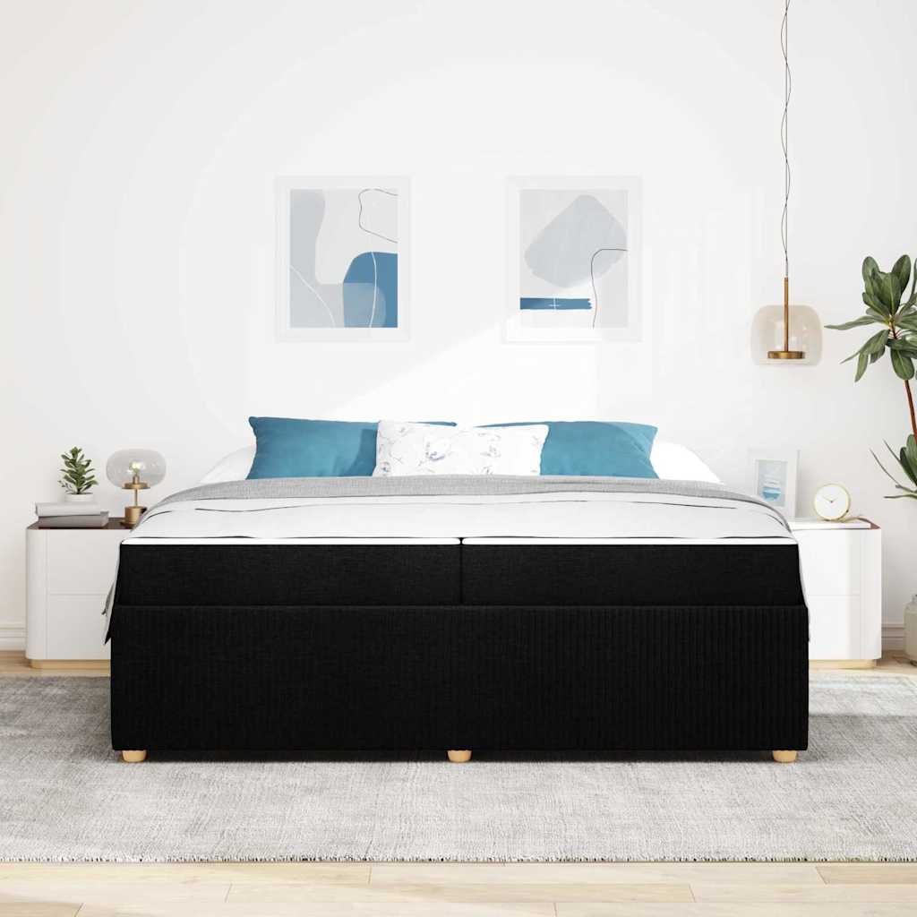 Cadre de lit avec matelas Noir 200 x 200 cm tissu - XIOS