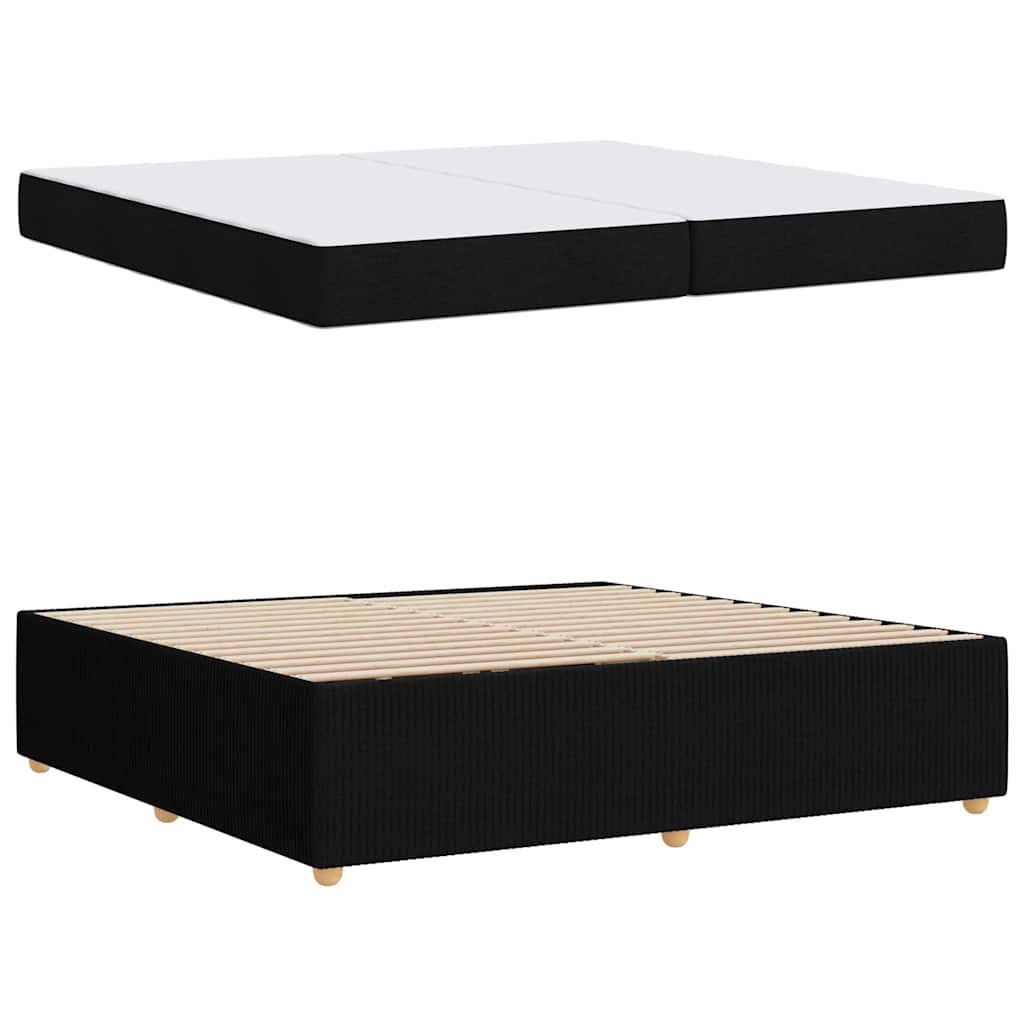 Cadre de lit avec matelas Noir 200 x 200 cm tissu - XIOS