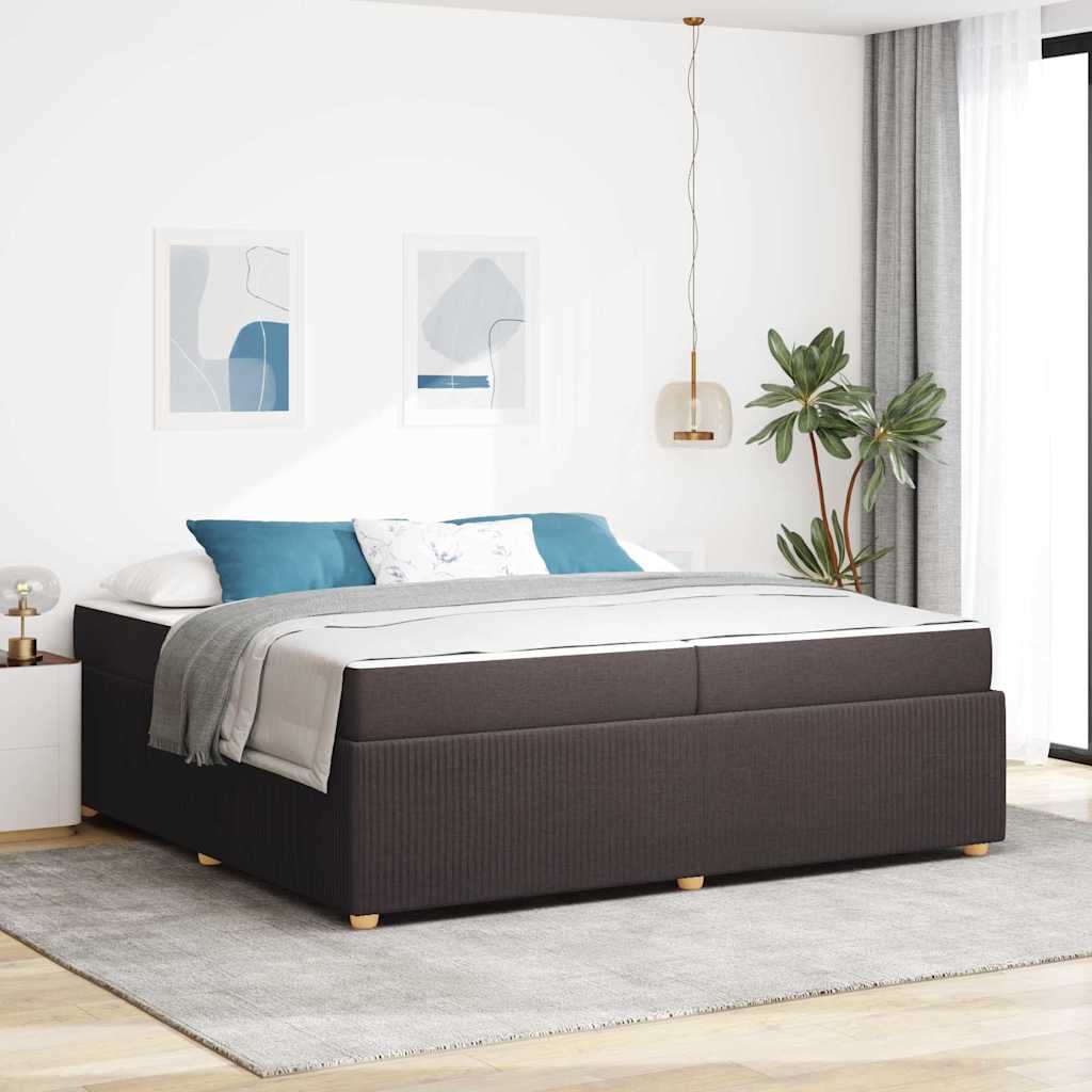 Cadre de lit avec matelas Marron foncé 200 x 200 cm tissu - XIOS