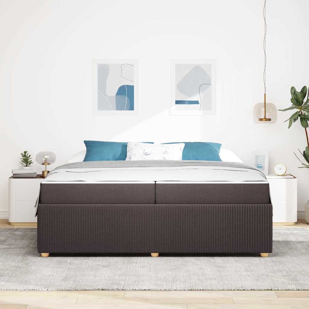 Cadre de lit avec matelas Marron foncé 200 x 200 cm tissu - XIOS