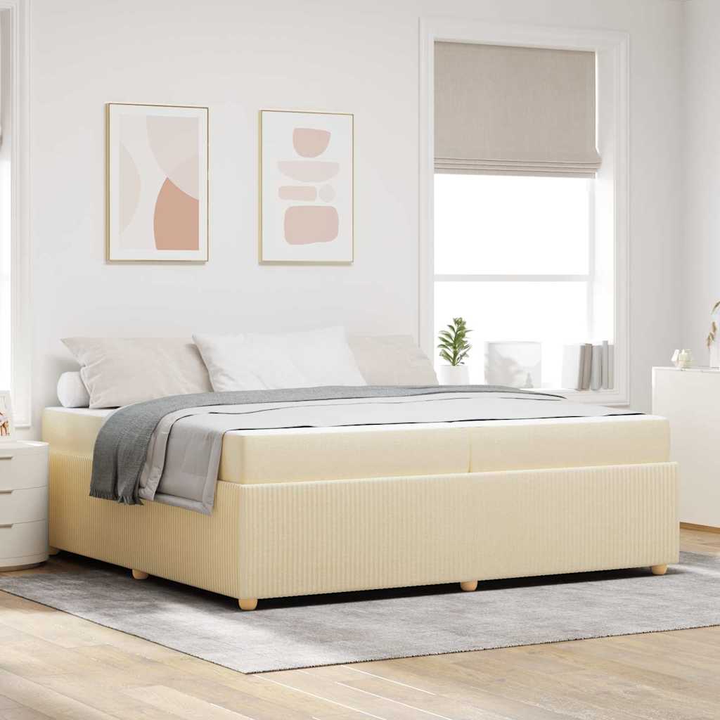 Cadre de lit avec matelas avec matelas Crème 200 x 200 cm tissu - XIOS