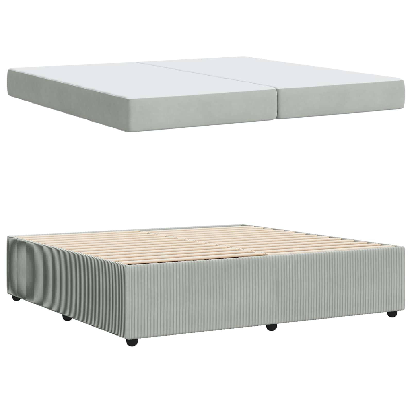 Cadre de lit avec matelas Gris clair 200 x 200 cm tissu - XIOS